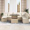 vidaXL Conjunto de sof&aacute; de jard&iacute;n con coj&iacute;n 9 pcs Beige Polirat&aacute;n