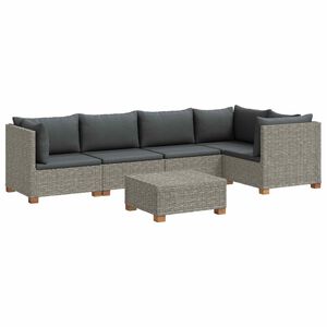vidaXL 6 uds. Conjunto de Lounge de Rat&aacute;n con Cojines GENDT Gris Kubu