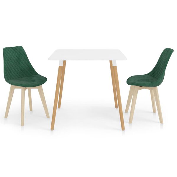 vidaXL Juego de comedor 3 piezas verde oscuro