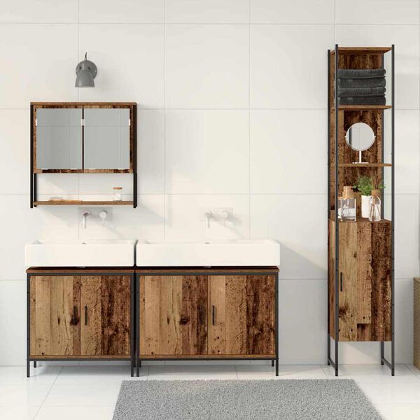 vidaXL Juego de muebles de ba&ntilde;o 4 pcs Marr&oacute;n Madera contrachapada