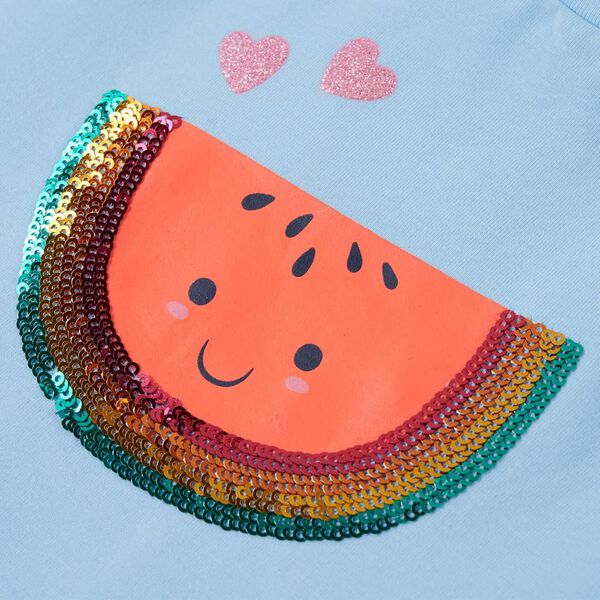 Camiseta infantil de manga volante azul claro 92