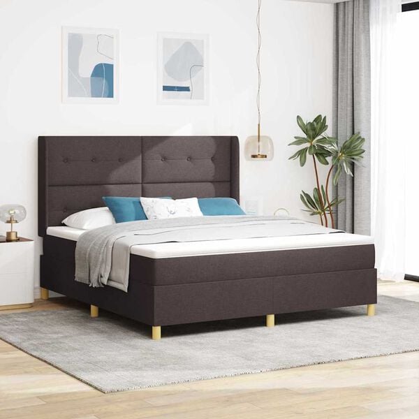 vidaXL Cama tipo Box Spring Marr&oacute;n Oscuro 180 x 200 cm tela