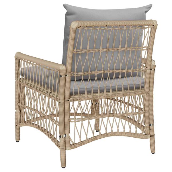 vidaXL Silla de Jard&iacute;n con coj&iacute;n Beige 73 x 61 x 77 cm rat&aacute;n sint&eacute;tico
