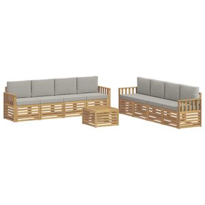 vidaXL Conjunto de sof&aacute;s de exterior 9 uds. Blanco y Gris Claro