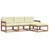 vidaXL Conjunto de sof&aacute;s de exterior con coj&iacute;n 4 pcs Natural y Crema