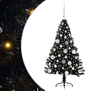 vidaXL &Aacute;rbol de Navidad Artificial Preiluminado Negro 120 cm PVC
