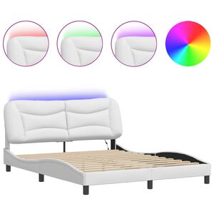 vidaXL Estructura de cama con LED sin colch&oacute;n Hvar blanco 160x200 cm