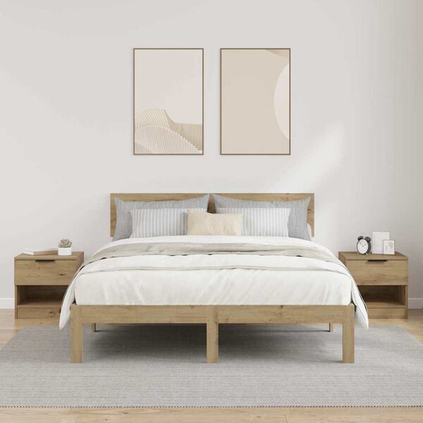 vidaXL Mueble cama con caj&oacute;n 2 pcs Roble artesanal 40 x 39 x 40cm