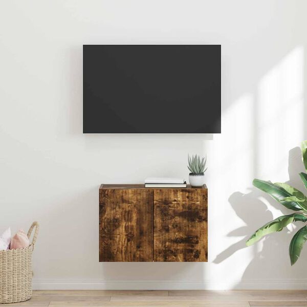vidaXL Mueble de TV Montado en la Pared Roble ahumado