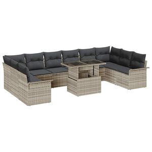 vidaXL Conjunto de sof&aacute; de jard&iacute;n 11 uds. Gris Claro