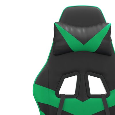 vidaXL Silla gaming giratoria cuero sintético negro y verde
