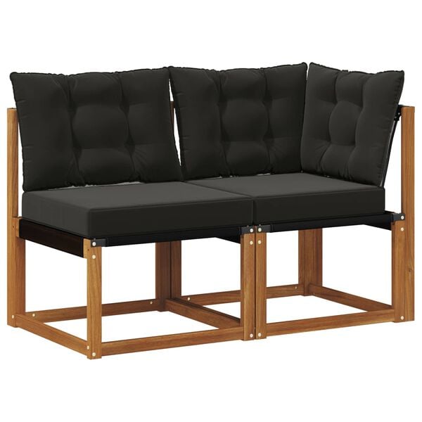 vidaXL Sof&aacute; de esquina y centro para exterior 2 Pieza Natural