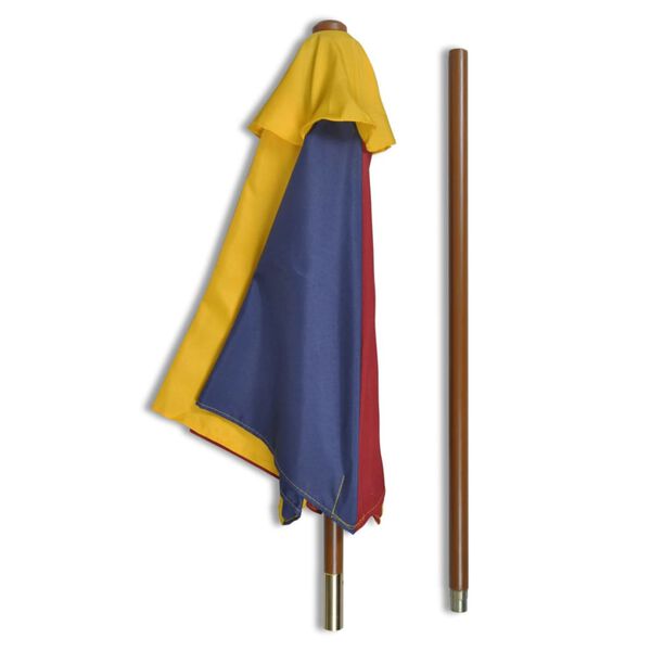 vidaXL Mesa de picnic y bancos de ni&ntilde;os y sombrilla madera multicolor