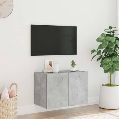 vidaXL Mueble de TV de pared con luces LED gris hormigón 60x35x41 cm
