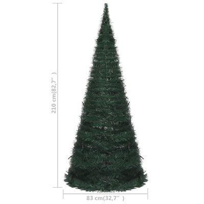 vidaXL Árbol de Navidad emergente preiluminado con luces verde 210 cm