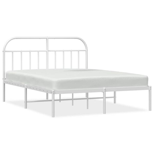 vidaXL Estructura cama sin colch&oacute;n con cabecero metal blanco 150x200cm