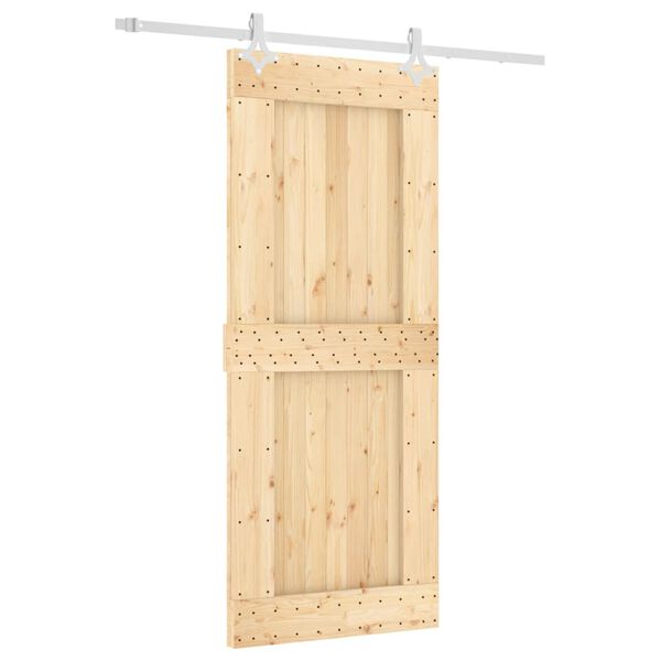 vidaXL Puerta corredera con herrajes madera maciza de pino 85x210 cm