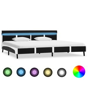 vidaXL Estructura cama LED sin colch&oacute;n cuero sint&eacute;tico negro 180x200cm