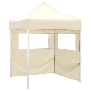 vidaXL Carpa plegable profesional con 2 paredes acero color crema 2x2m