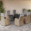 vidaXL Set comedor de jard&iacute;n 7 pzas con cojines rat&aacute;n sint&eacute;tico beige