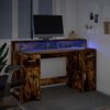 vidaXL Escritorio con LED madera ingenier&iacute;a roble ahumado 140x55x91 cm