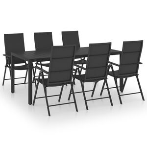 vidaXL Juego de comedor para jard&iacute;n 7 piezas negro