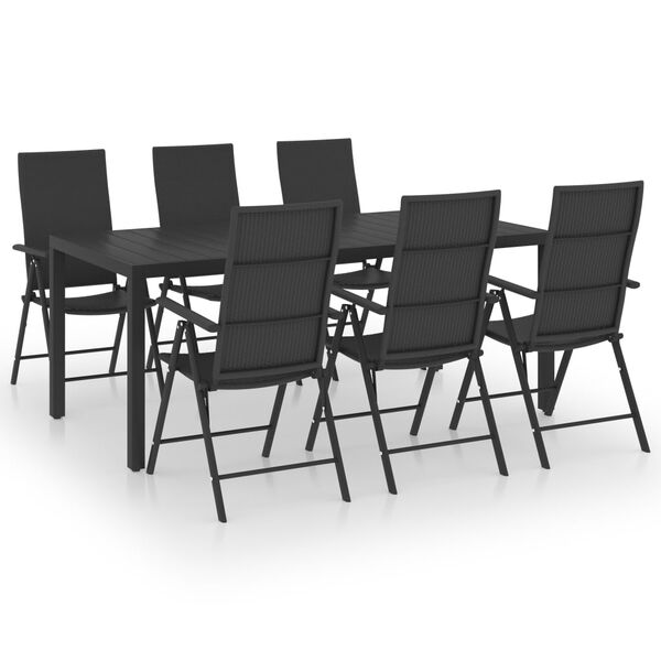 vidaXL Juego de comedor para jardín 7 piezas negro
