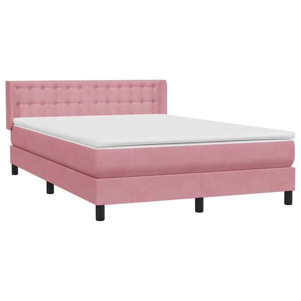 vidaXL Cama box spring con colch&oacute;n terciopelo rosa 140x220 cm