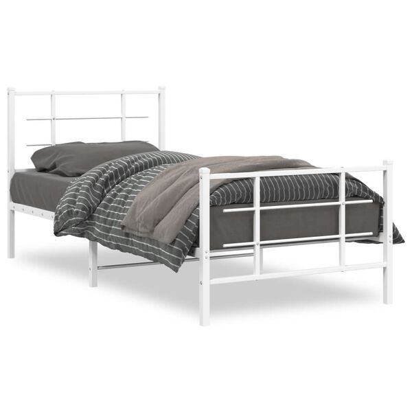 vidaXL Estructura cama sin colch&oacute;n con estribo metal blanco 90x200 cm