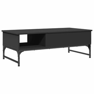 vidaXL Mesa de centro de madera ingenier&iacute;a y metal negro 100x50x35 cm