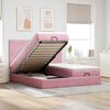 vidaXL Estructura de cama otomana colchones terciopelo rosa 160x200cm