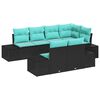 vidaXL Conjunto de sof&aacute;s de jard&iacute;n 7 uds. Negro y Turquesa