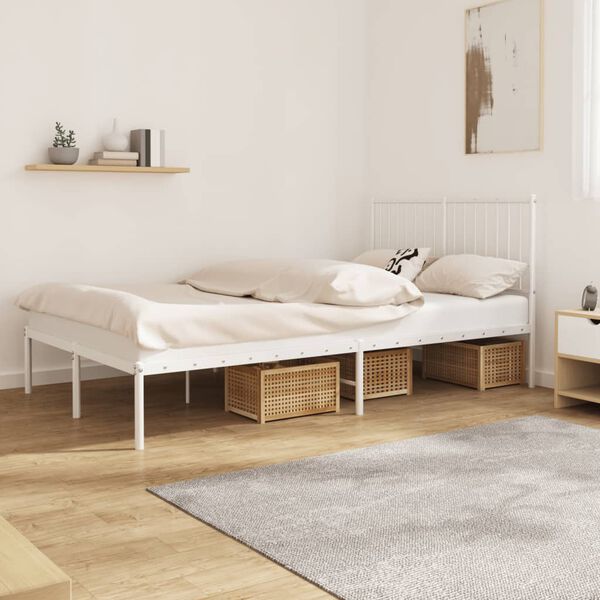 vidaXL Estructura cama sin colch&oacute;n con cabecero metal blanco 120x190cm