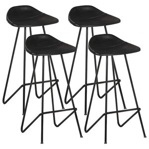 vidaXL Taburetes de cocina 4 unidades cuero aut&eacute;ntico negro