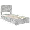 vidaXL Cama con almacenamiento con cabecera Gris Concreto 90 x 200 cm