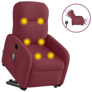 vidaXL Sill&oacute;n de masaje el&eacute;ctrico reclinable elevable tela rojo tinto