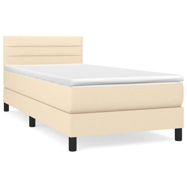 vidaXL Cama box spring con colch&oacute;n tela color crema 80x200 cm