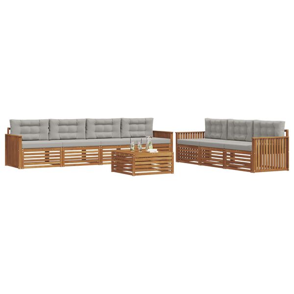 vidaXL Conjunto de sof&aacute;s de exterior 8 pcs Gris Natural y Claro