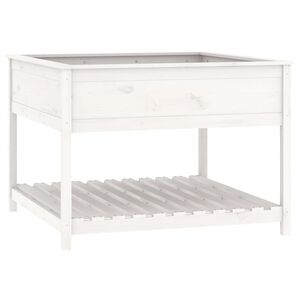 vidaXL Jardinera de estante madera maciza pino blanca 111,5x111,5x81cm