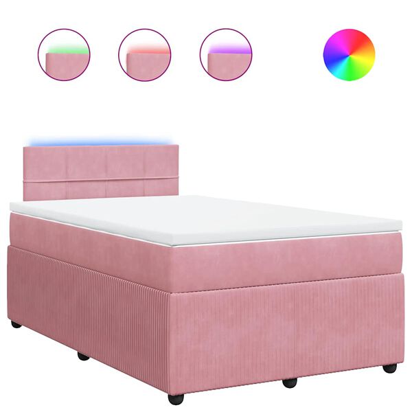 vidaXL Cama box spring con colch&oacute;n terciopelo rosa 120x190 cm