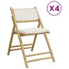 vidaXL Sillas de bistr&oacute; plegables con cojines 4 uds bamb&uacute; blanco crema