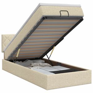 vidaXL Cama otomana con colch&oacute;n con cabecera Crema 80 x 200 cm Tela