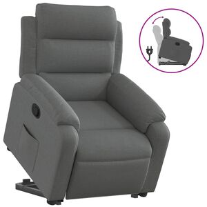 vidaXL Sill&oacute;n reclinable elevable de tela gris oscuro