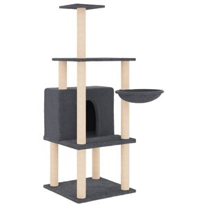 vidaXL Rascador para gatos con postes de sisal gris oscuro 132 cm