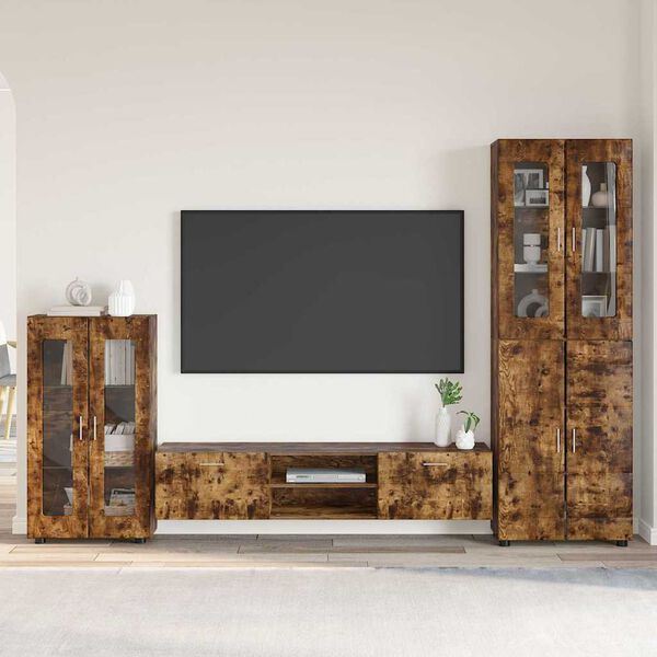 vidaXL Conjunto de mueble de TV con caj&oacute;n FLORIN Roble ahumado