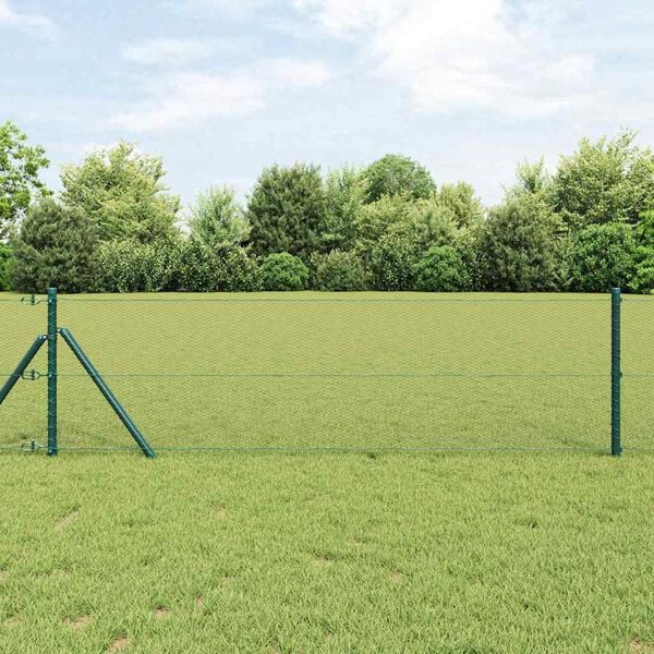vidaXL Poste de Valla Verde 50 x 0,8 m (malla de 13 mm) Acero y PVC