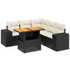 vidaXL Set de sof&aacute;s de jard&iacute;n 6 piezas y cojines rat&aacute;n sint&eacute;tico negro
