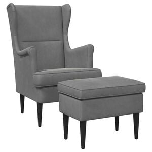 vidaXL Sill&oacute;n con Pouf 2 uds. Gris oscuro Terciopelo