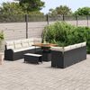 vidaXL Conjunto de sof&aacute; de jard&iacute;n con coj&iacute;n 11 pcs Negro Polirat&aacute;n