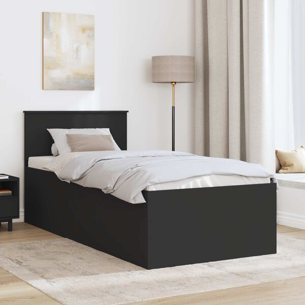 vidaXL Estructura de cama Negro 90 x 190 cm Madera de ingenier&iacute;a